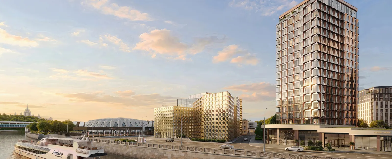 Waterfront со стороны Лужнецкой набережной, рендер проекта